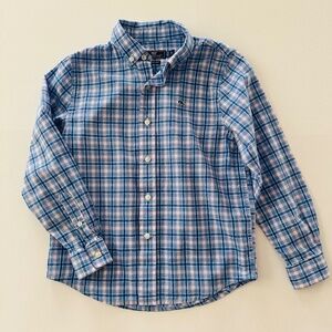 Vineyard Vines Boys 7 Whale Blue Pink Plaid Shirt